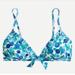 J Crew Eco ruched french bikini top in blueberry floral Size XL